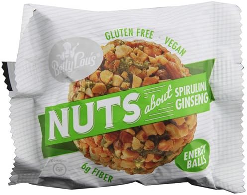 New - Betty Lou's Nut Butter Balls - Spirulina Ginseng - 1.4 oz - 40 ct