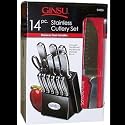 Ginsu 14-Piece Stainless Knife Set with Block