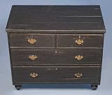 Antique Victorian Black Painted Pine Chest