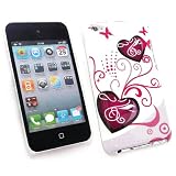 APPLE IPOD TOUCH TOUCH 4 (4TH GENERATION) PINK HEARTS AND BUTTERFLIES SUPER SLIM CLIP ON PROTECTION CASE/COVER/SKIN + LCD SCREEN PROTECTOR BY KIT ME OUT UK