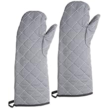 San Jamar OM17-GYW Cotton Wool Temperature Protection Oven Mitt, 17" Length, Gray