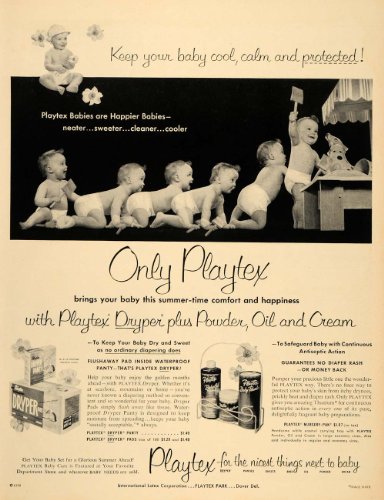 1952 Ad Playtex Dryper Pads Panty Babies Diaper Cream - Original Print Ad