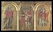 Westf&Atilde;&curren;lischer Master (Altarretabel the church lawn in Soest, grace chair with Mary and John, general view, scene, from left: Mary, God the Father throne finished with the Cross of Christ, St. John) White Wood-Mounted Art Poster Print - 13" X 19"