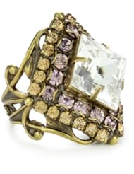Sorrelli "Mirage" Starburst Crystal Gold-Tone Adjustable Ring