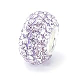 Bella Fascini Lavender Purple Swarovski Crystal Element Pave Sterling Silver Bead Charm
