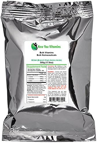 Branch Chain Amino Acids (BCAA) Powder By New You Bulk Vitamins 100% Pure Bulk Branch Chain Amino Acids (BCAA) Powder 1000g (1000 grams) 35.2oz (35.2 ounces)