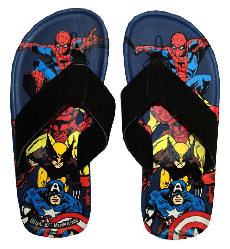 Marvel Comics Group Superhero Collage Flip Flops Sandals Select Shoe Size: 12/13