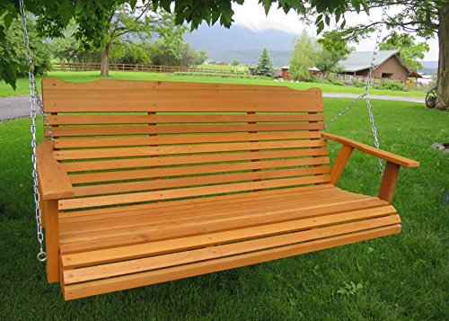 5' Cedar Porch Swing W/stained Finish, Amish Crafted - Includes Chain & Springs