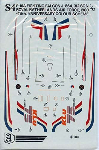 Almark Decals 1:72 F-16A Fighting Falcon J-864 312 Sqn Royal Netherlands #S-4*