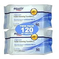 Equate Original Clean Facial Cleansing Towelettes 120 Total 60 Ct Twin Pack
