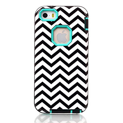 5c Case, iphone 5c Case. ArtMine Chervon 3 in 1 Hybrid Impact Resistant Silicone & Plastic Tough Rugged Heavy Duty Armor Combo Defender Protective Case for Apple iphone 5c (Mint)