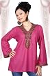 Pink long sleeves Kurti/Tunic with beads and stone work