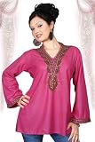 Pink long sleeves Kurti/Tunic with beads and stone work