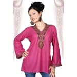 Pink long sleeves Kurti/Tunic with beads and stone work