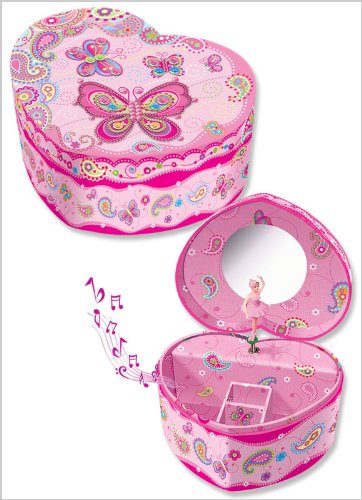 Pecoware / Heart-shaped Musical Jewelry Box, Fancy Butterfly