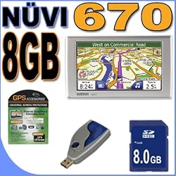 Garmin Nuvi 670 (0100054030) Portable GPS Vehicle Navigation System w/ 4.3" Wide LCD Touchscreen 8GB SD BigVALUEInc Accessory Saver Bundle + MORE
