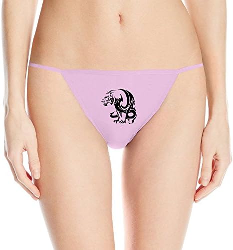Women Tattoo Tiger Print Art Sexy Thong Underwear Pink Large