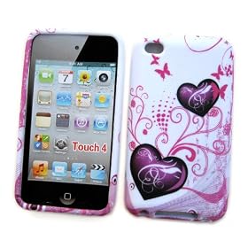 Apple iPod Touch 4th Generation Crystal Silicone Skin Case "Purple Love" Design