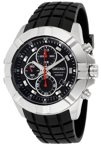 Seiko SNDD73P2 Mens Stainless Steel Case Rubber Strap Black Dial Chronograph Watch