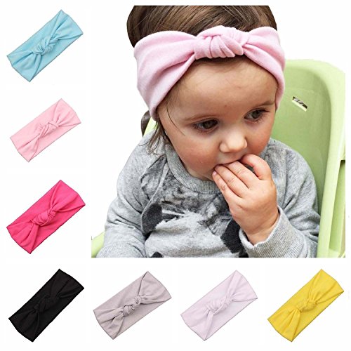 ZHW Baby Girl's Cotton Turban Headband Hair Flower Hairband 7 pack