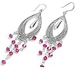 Sterling Silver Earrings with Pink CZ - 68 mm