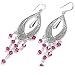 Sterling Silver Earrings with Pink CZ - 68 mm
