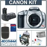 Canon Digital Rebel XSi SLR Camera Kit, Silver with 8 GB SD Memory Card, Pro Verical Grip / Battrey Holde, Spare LP-E5 Lithium-Ion Rechargeable Battery, Slinger System Bag, USB 2.0 SD Card Reader, Professional Lens Cleaning Kit