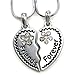 SoulBreezeCollection Best Friends Forever BFF Heart Necklace Pendant Charm Rhinestone Engraved Letters