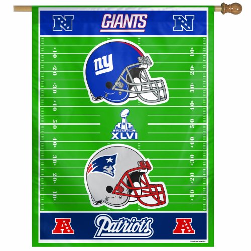 NFL New England Patriots vs New York Giants 2011 Super Bowl XLVI 27-by-37 Inch Vertical Flag