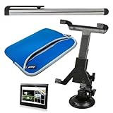 IMAGE OF Premium BLUE Dual Pocket Carrying Bag + Stylus Pen + Car Mount Holder + LCD Clear Screen Protector for Sony Tablet S 9.4