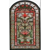 Window panel Tiffany stained glass Regency floral design home decor Image of Window panel Tiffany stained glass Regency floral design home decor