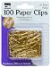 Charles Leonard Clips - Paper - #1 Gem, Brass Plated - 100/Card, 80733