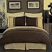 Hotel Style Greek Key Ivory/Taupe Microfiber Duvet Cover Set Full/Queen