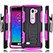 LG Sunset Case, Starshop Full Protection Dual Layers Hybird Case with Kickstand and Locking Belt Swivel Clip with Premium Screen Protector Pink