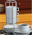 Harold Import Stackable Porcelain Demi Cup & Saucer Set, 9pc