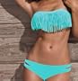 Zicac bikini da donne di bellezza 2 pezzi imbottita frangia boho top senza spalline costumi da bagno a due pezzi a 6 colori: Azzuro Leggero