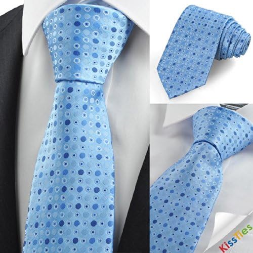Blue Polka Dot Bubble Circle Pattern Mens Tie Necktie Wedding Holiday Gift KT0033