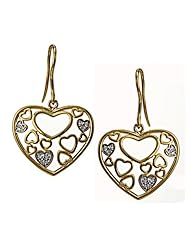 Yellow Gold Flashed Sterling Silver Created White Sapphire Heart Design Earrings