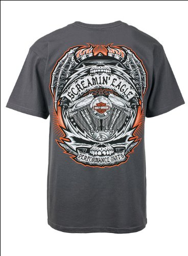 Harley-Davidson Screamin' Eagle Men's Engine Wingspan Charcoal Tee HARLMT0194