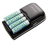 Lenmar R2G808U 8-Hour Charger with 4 R2G 2150mAh AA/AAA Batteries and USB Output (Black)