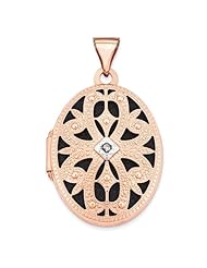 14k Rose Gold 21mm Oval w/Diamond Vintage Locket