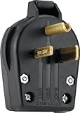 Cooper Wiring Devices S42-SP-L Commercial Grade Angle Vinyl Power Plug with 30/50-Amp, 250-Volt, 6-30/6-50-NEMA Rating, Black