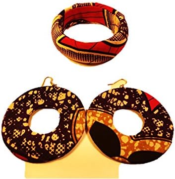 Ankara Bracelet-Earring Set (Chocolate-Hoop)