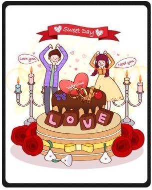Cartoon Sweet Day Valentine's Day Cake Fleece Blankets (Machine Washable) 40"x50" (Small) Cartoon Bedroom Exclusive