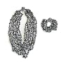 Snowflake Obsidian Beaded Necklace and Bracelet Set By Sajen