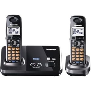 Panasonic KX-TG9322T 2-Line DECT 6.0 Cordless Phone, Metallic Black, 2 Handsets Panasonic KX-TG9322T 2-Line DECT 6.0 Cordless Phone, Metallic Black, 2 Handsets