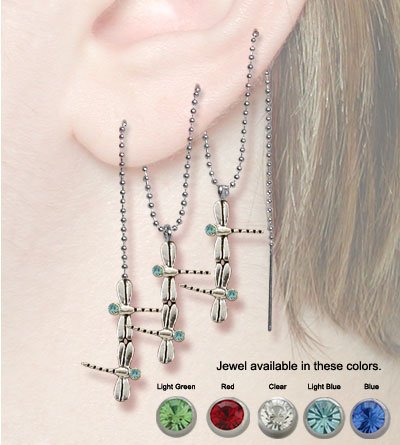 Ear Lace with Silver Chain and Dragonfly Shape with jewel - PC52