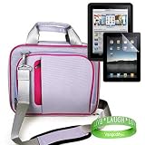 Apple Ipad ( 3G , wifi , WiFi + 3G ) Carrying Case ** PURPLE - HOT PINK TRIM ** + ** BLACK ** Apple iPad Silicone Skin + Apple iPad Screen Protector + Live * Laugh * Love Wrist Band!!!