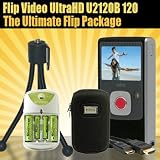 Pure Digital Flip Video UltraHD U2120B 120 Min Digital Camcorder Black With The Ultimate Flip Package Includes Slim Hard Shell Carrying Case + HDMI Cables + AA Battery & Charger Set + Mini Tripod & More!