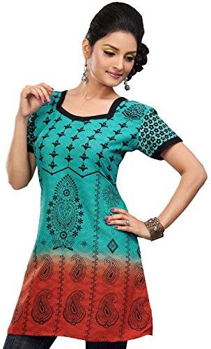 Indian Tunic Top Womens Long Kurti Cotton Blouse India Clothes